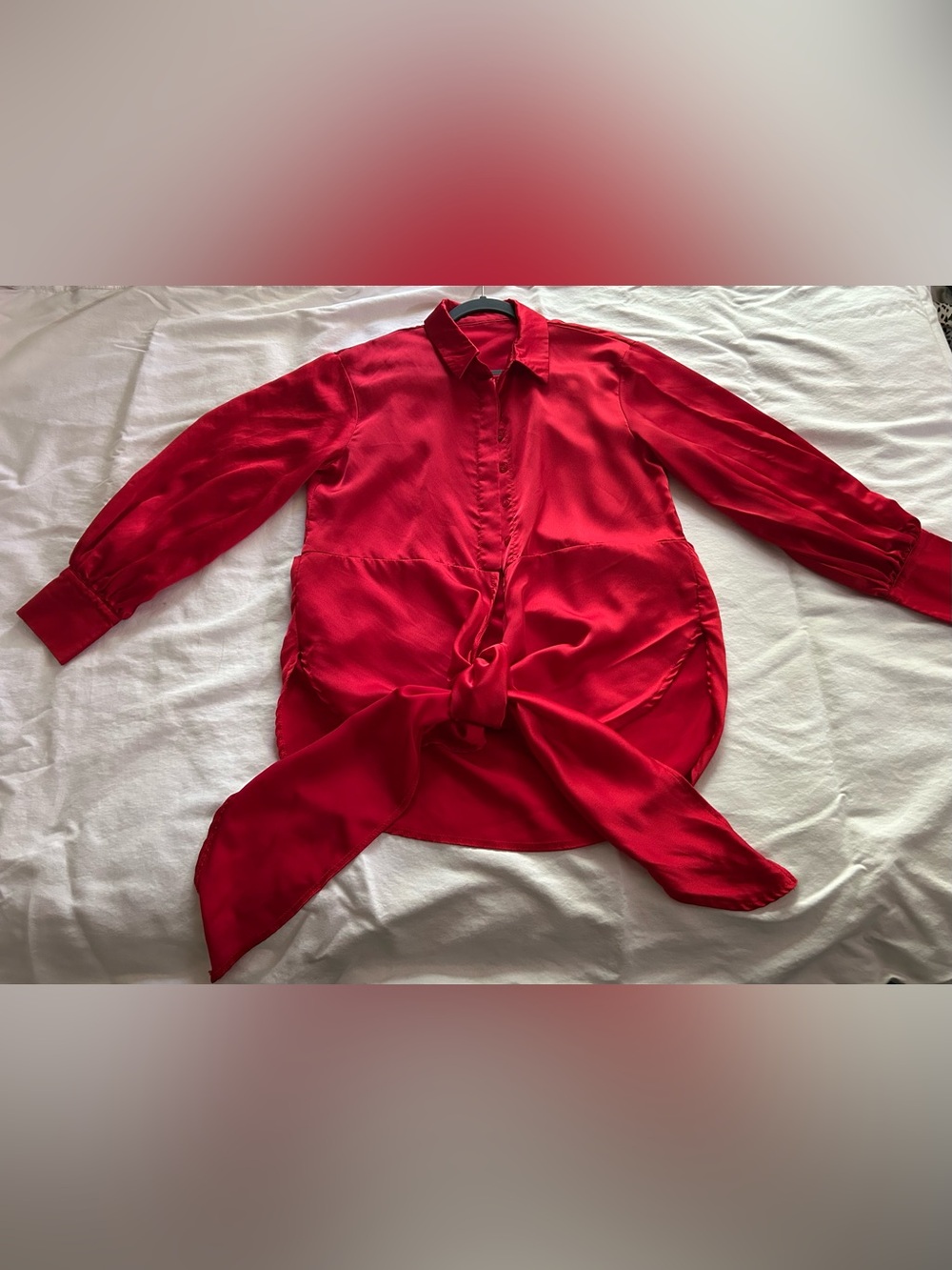 Women’s Red Tie-Front Button-Down Shirt